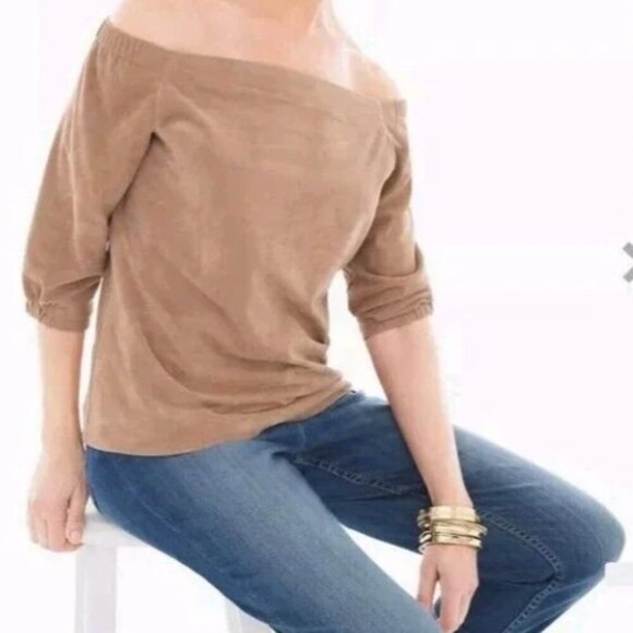 Chico's Tops - Black Label by Chicos Off Shoulder Faux Suede Top Size 0